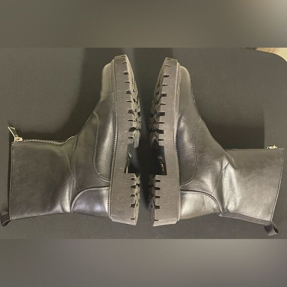 French Connection Size 10 Julie Black Zipper Combat Boots - Picture 6 of 7